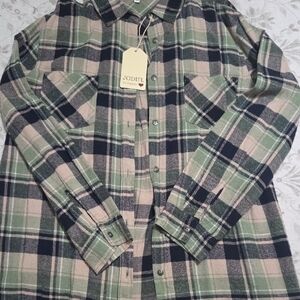 Jodifl Men's Green and Black Plaid Shirt
